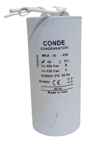 Condensador De Arranque V2 40 Microfaradios 220v 5% 400/450v