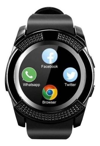 Smartwatch Genérica V8 1.22" caja  negra, malla  negra de  tpu