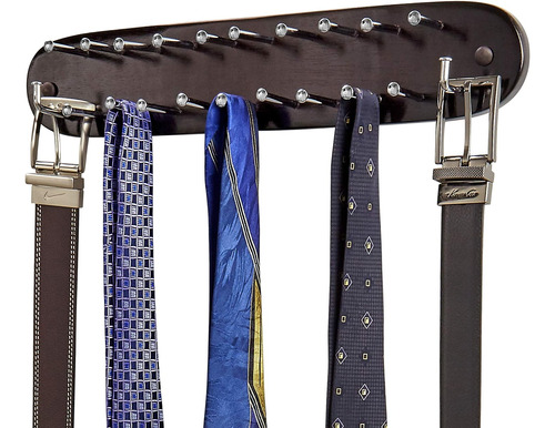 21 Closet Tie Rack, Belt Bufanda Hanger-natural Dark Wa...