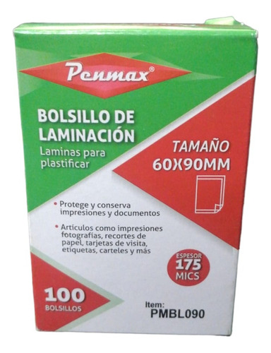  Bolsillo Laminación Tamaño 60 X 90mm X 100  Calibre 175mics