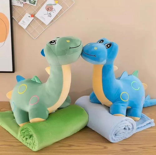 Peluches Con Manta Suaveregalo Ideal40a50cm+manta 1,55x1m Dino Cuello Largo