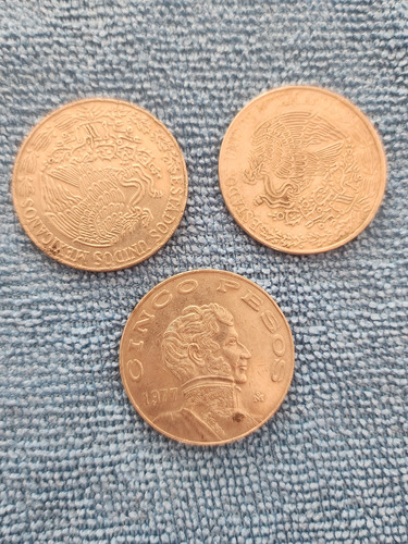 Set De 3 Monedas Raras De 5 Pesos Acuñadas En 1976