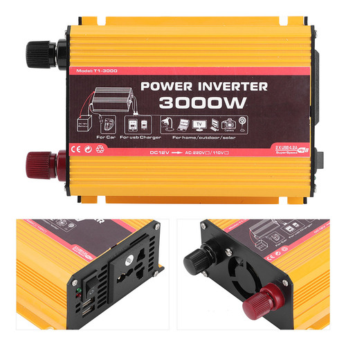Convertidor De Potencia Para Automóvil, 3000 W, Doble Usb, M