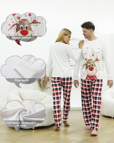 Pijamas De Navidad For La Familia Con Estampado De Renos