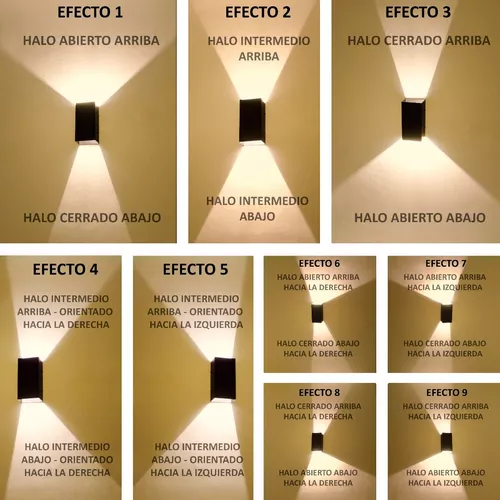 Aplique Pared Exterior Luz Bidireccional 9 Efectos Pack X3un