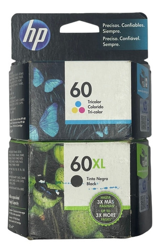 Cartuchos Kit X2 Hp 60xl Negro + 60 Color Estandar Original