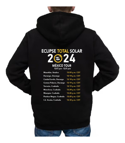 Sudadera Hoodie Eclipse Tour De Mexico Ciudades Total Solar 