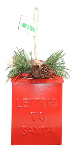 Imagen 2 de 5 de Adorno Navideño, Buzón Metálico, Color Rojo, Bplano
