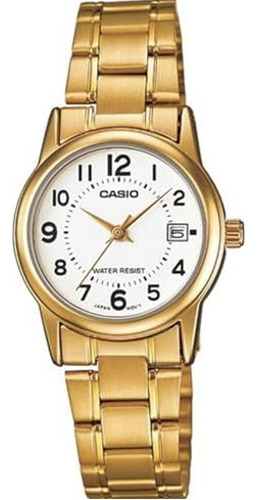 Reloj Casio  Ltpv002 G-7b Mujer Fechador Pulsera Dorado