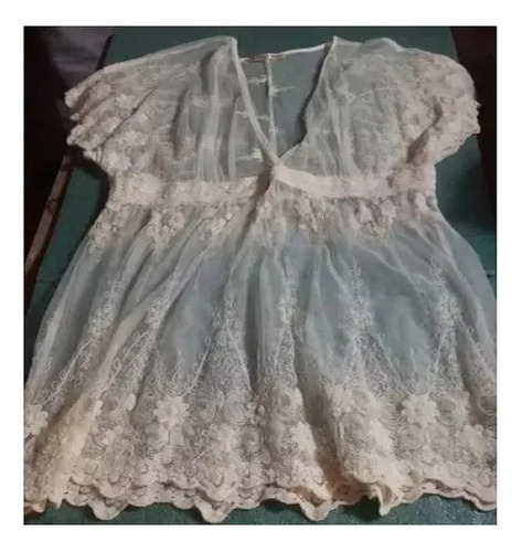 Vestido Novia Minifalda Tul Bordado Boho Chic- Made In Italy (Usado)
