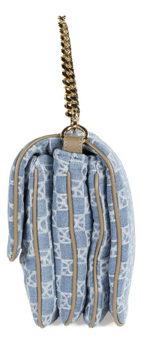 Bolsa Satchel Cloe Para Mujer Insignia Metálica En Iniciales Color Azul