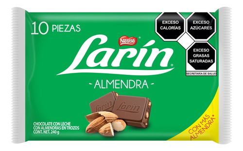 Chocolate Larín Almendra 10 Piezas Dulces Nestle