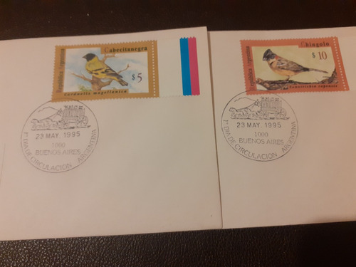 3 Sobres Primer Día Correo Ordinario Aves Argentinas 1995