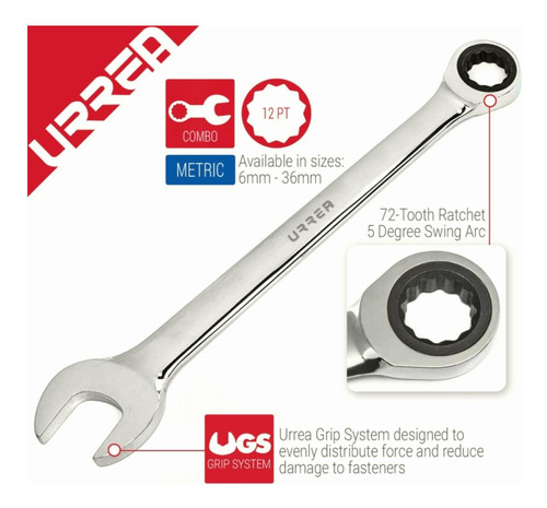 Urrea Herramientas 1234mcm Llave Combinada Con Matraca