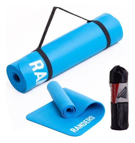 Randers ARG-031V alfombra mat de yoga pilates ejercicios fitness 10mm con funda azul