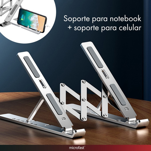 Imagen 6 de 10 de Soporte Notebook Aluminio Regulable Tablet Celular Portatil