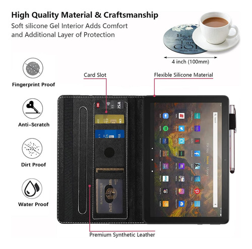 Bwooll Funda Para La Nueva Tableta Fire Hd Hd 10 Plus 10.1 Y Citas Cristianas Versículo Bíblico Salmo 46:10.