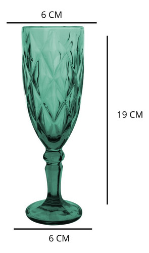 Copa Labrada Champagne Vidrio Flauta Cristal 170ml Vittori Verde/4 Piezas