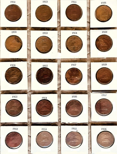 20 Monedas Antiguas De México De 20 Centavos, D Cobre 1950´s