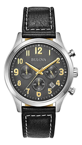 Reloj Bulova 96b302 Hombre Fechador Correa Piel Cronografo