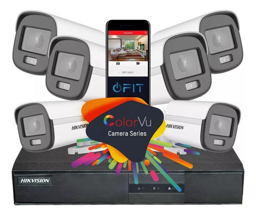 Kit Seguridad 6 Camaras Colorvu + Dvr Hikvision 1080 Lite