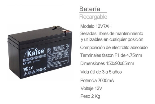 Imagen 2 de 8 de 5 Bateria Alarma 12v 7ah 7a Recargable Ups Leds Garantia 1 Año