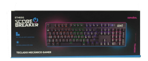 Teclado Mecanico Gamer Rgb Switch Red Etheos Tclmcg1 Español Color del teclado Negro Idioma Español Latinoamérica