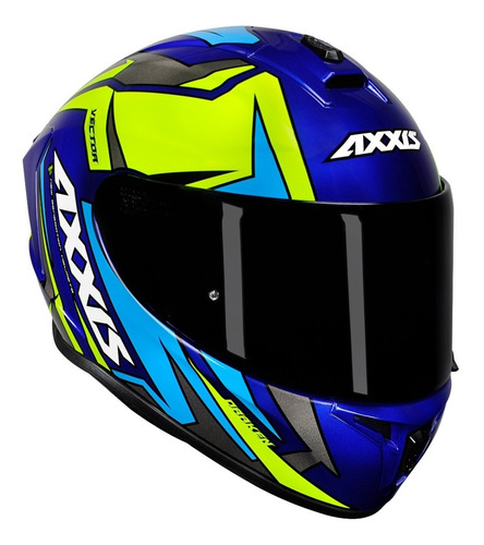 Capacete Axxis Draken Vector Gloss Blue Yellow