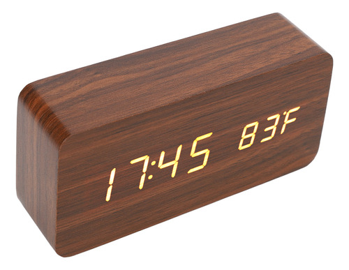 Reloj Electrónico Digital Led Con Alarma De Madera, 3 Nivele