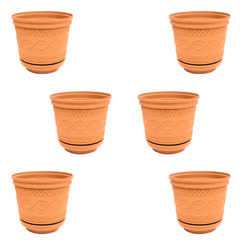 6 Macetas Plásticas Azteca 115c Diámetro De 38cm