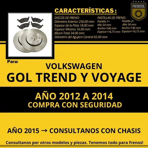 Kit Discos Y Pastillas De Freno Delantero Gol Trend Voyage