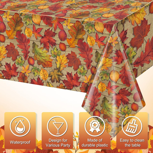 Mantel Rectangular De Plástico Con Hojas De Otoño