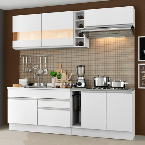 Cocina Integral Modular Madesa Parma 220cm BB Color Blanco