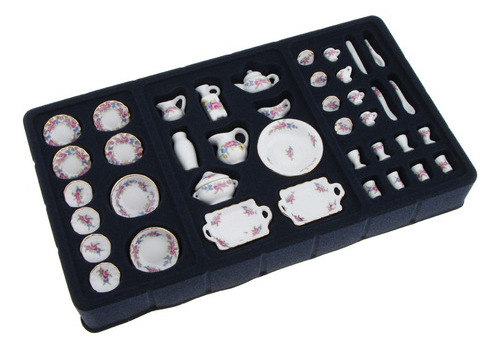 40pcs Rose Flores De Té De Porcelana 1/12 Casa Muñeca