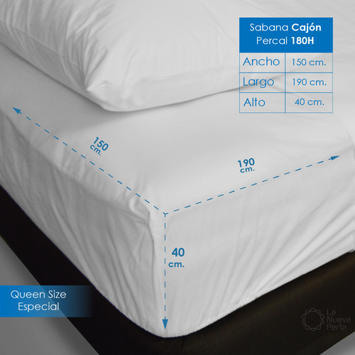 1 Jgo De Sábanas 180h Queen Size Blanco Hotelera Alto 40 Cm