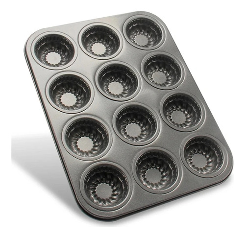 Molde Charola Para 12 Cupcakes Panques Muffin Antiadherente Gris