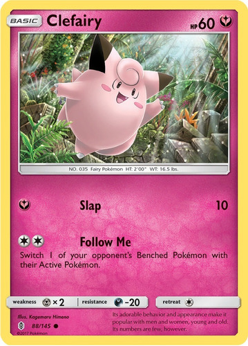 Cartas Pokemon Clefairy 88/145 Reverse S&m Gri