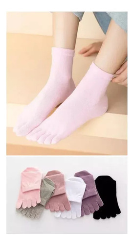 Calcetines De Algodón De Cinco Dedos A Media Pantorrilla Par