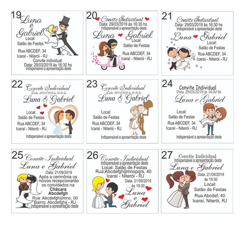 Imagem 4 de 9 de 300 Mini Convite Casamento Individual Frete Grátis Consulte