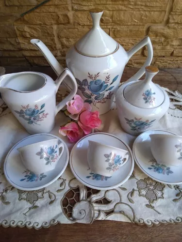 Conjunto De Chá E Café Porcelana Pozzani Antigo