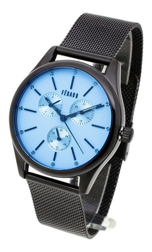 Reloj Feraud 5525 Acero Wr30 Malla Tejida 12/24 Calendario