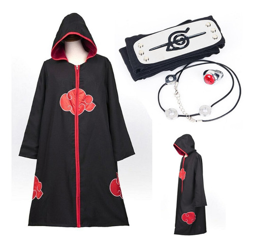 Naruto Akatsuki Disfraz De Capa, Anillo, Diadema, Collar