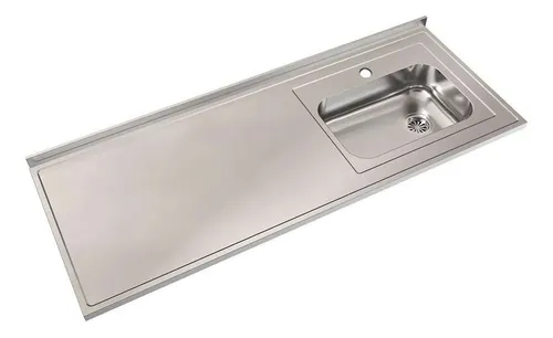 comprar Mesada Acero Johnson 140 Bacha Pileta Simple Derecha
