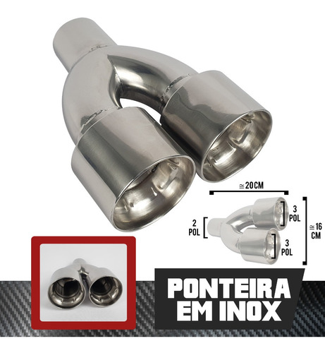 Ponteira Esportiva Automotiva Universal Inox Dupla Hp Racing