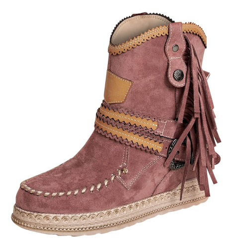 Bota Elastica Comoda Tacon Alto Bloque Grueso Para Mujer