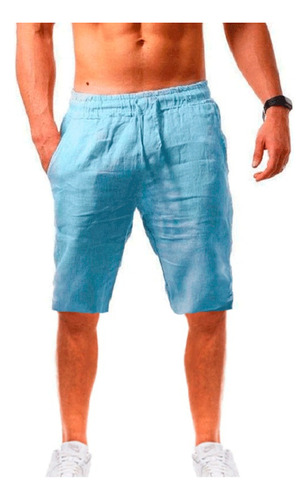 Nuevo Pantalones Cortos De Lino Y Algodón For Hombre,