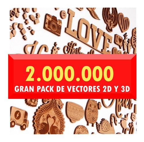 Imagen 1 de 5 de Mega Pack De Vectores 2.000.000 Para Corte Laser 2d Y 3d 
