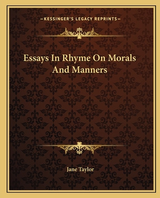 Libro Essays In Rhyme On Morals And Manners - Taylor, Jane