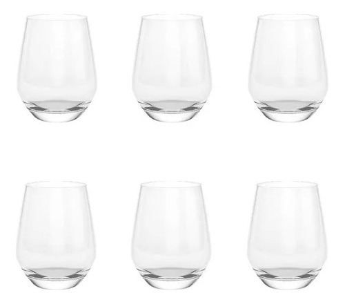 Vaso De Vidrio 369ml Tragos Vino Agua Diarios X6 Cristar 