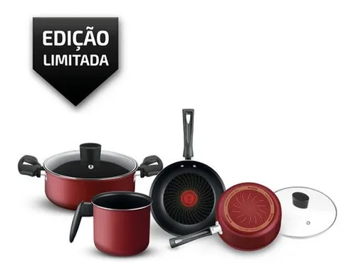 Conjunto De Panelas Rochedo 4 Peças Limpa Fácil Vermelho Conjunto De Panelas Rochedo 4 Peças Limpa Fácil Vermelho